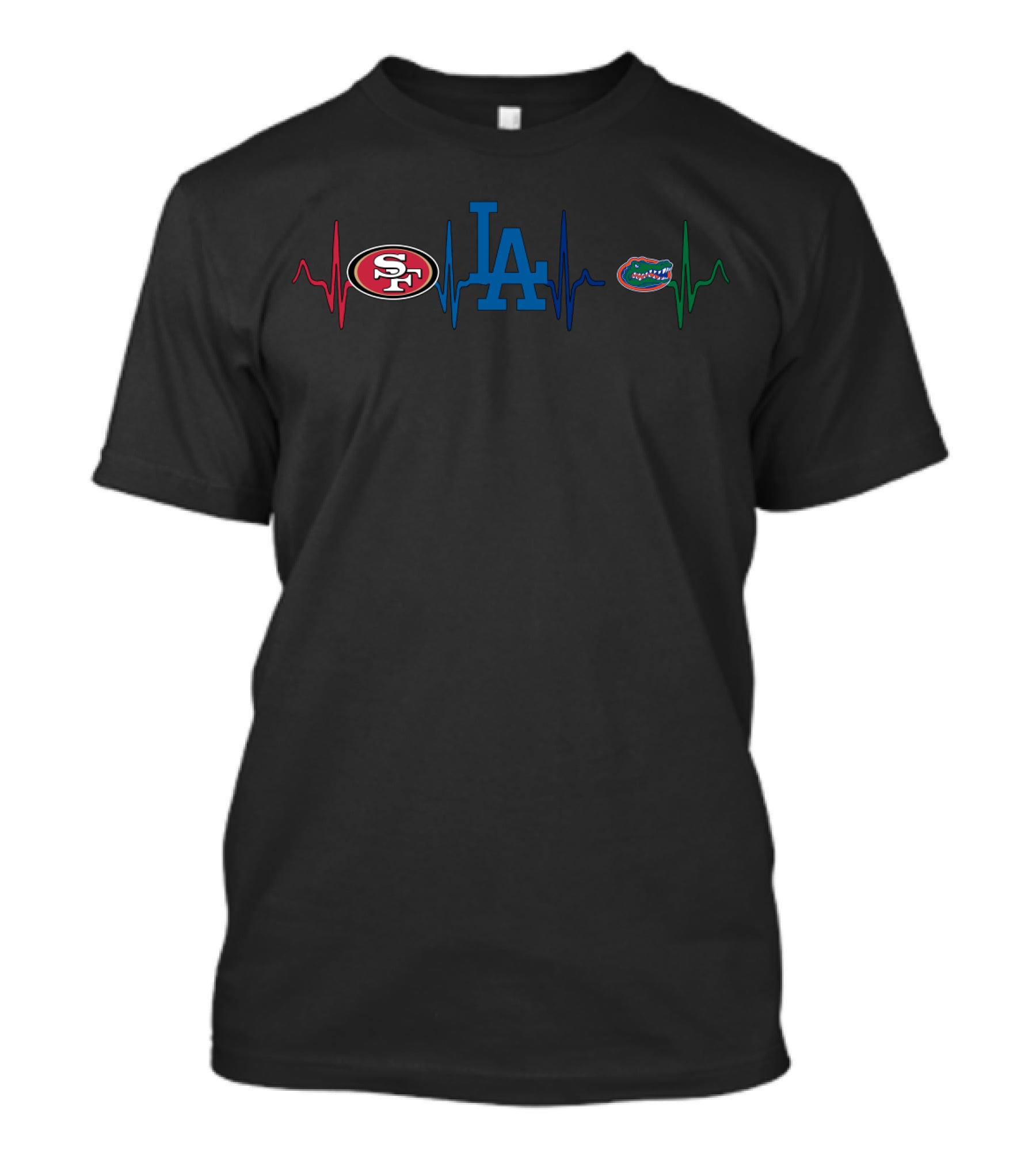 Love San Francisco 49ers Dodgers Florida Gators Heartbeat T-Shirt