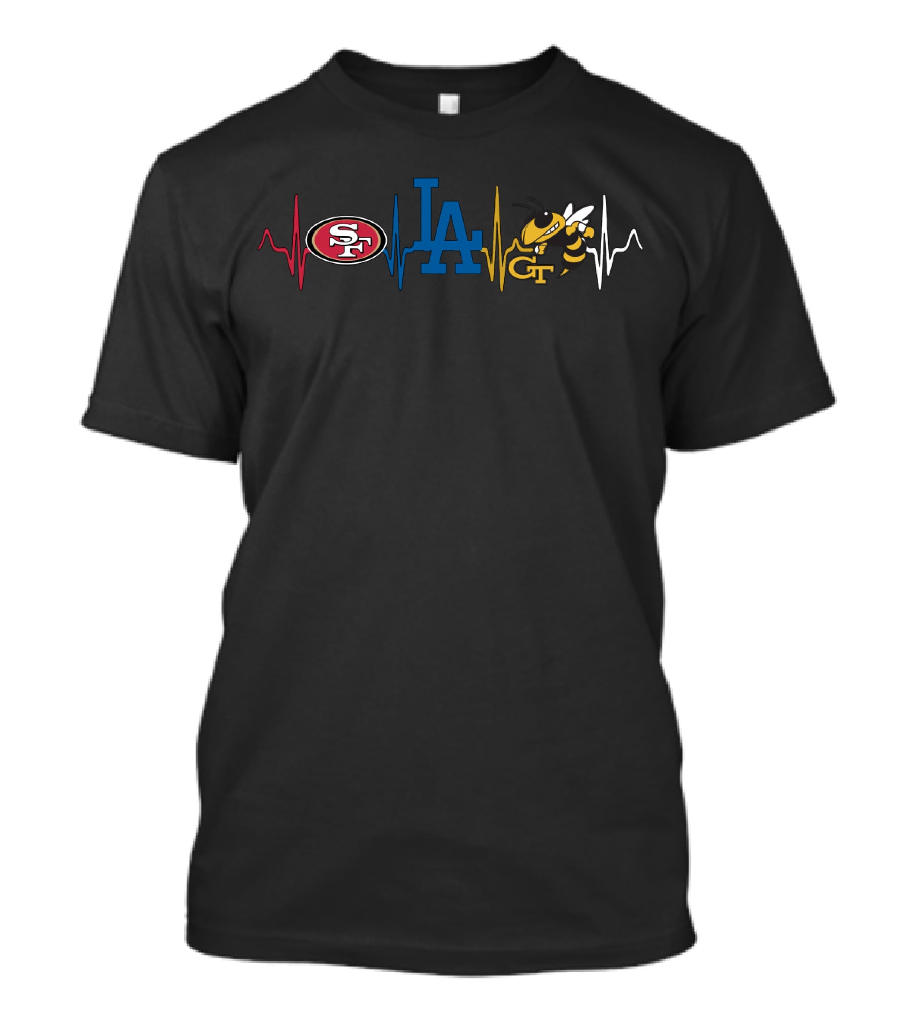 Love 49ers Dodgers Gt Heartbeat T-Shirt