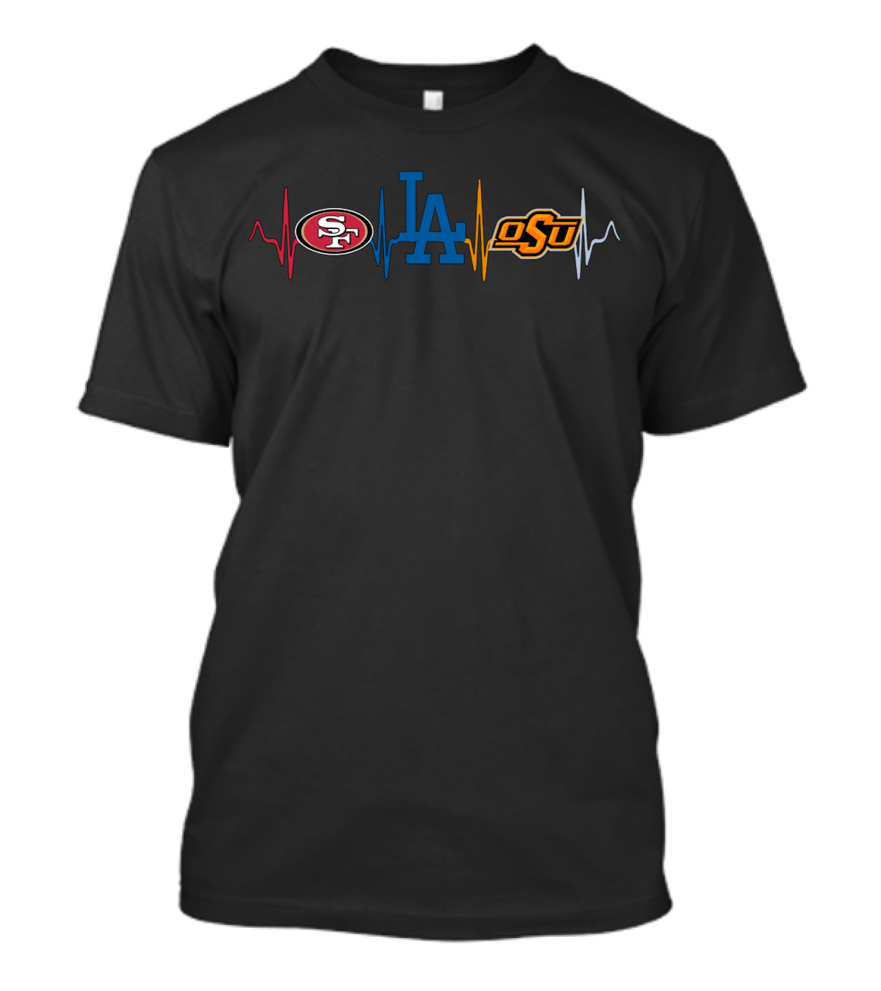 49ers Dodgers Osu Logo Heartbeat Collaboration T-Shirt