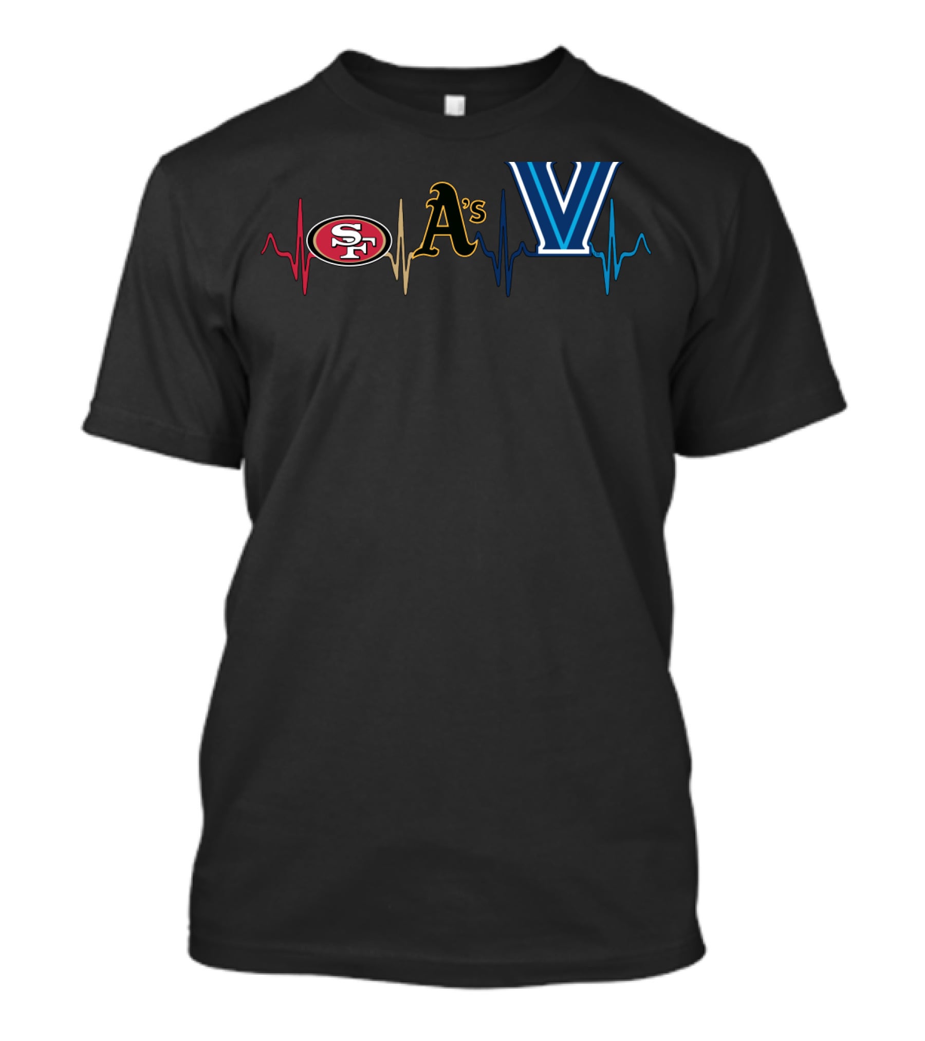 Heart Beat Love 49ers Athletics Villanova T-Shirt
