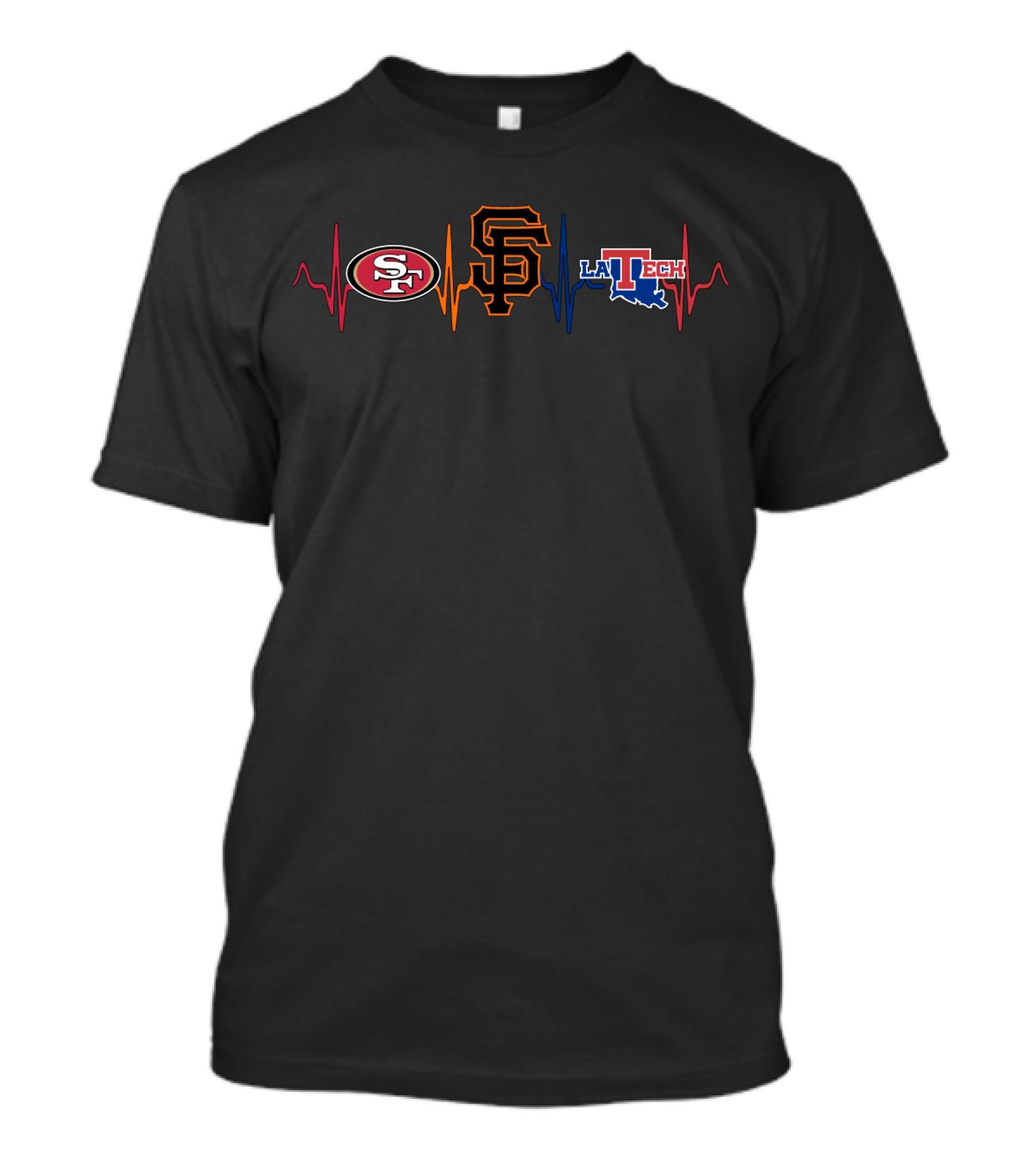 Love 49ers Giants La Tech Ltb Heartbeat T-Shirt