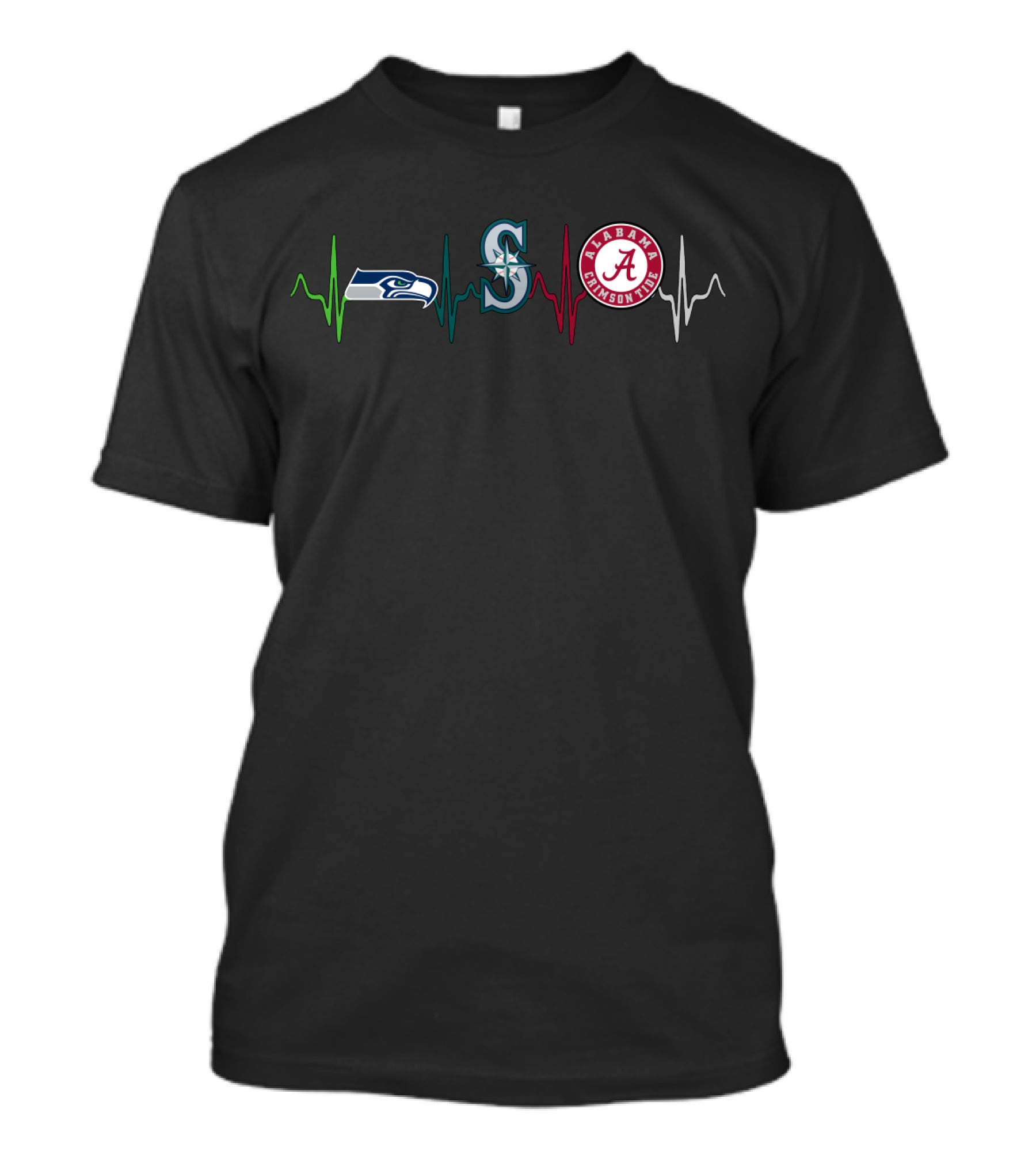 Seahawks Mariners Alabama Crimson Tide Heartbeat Love T-Shirt