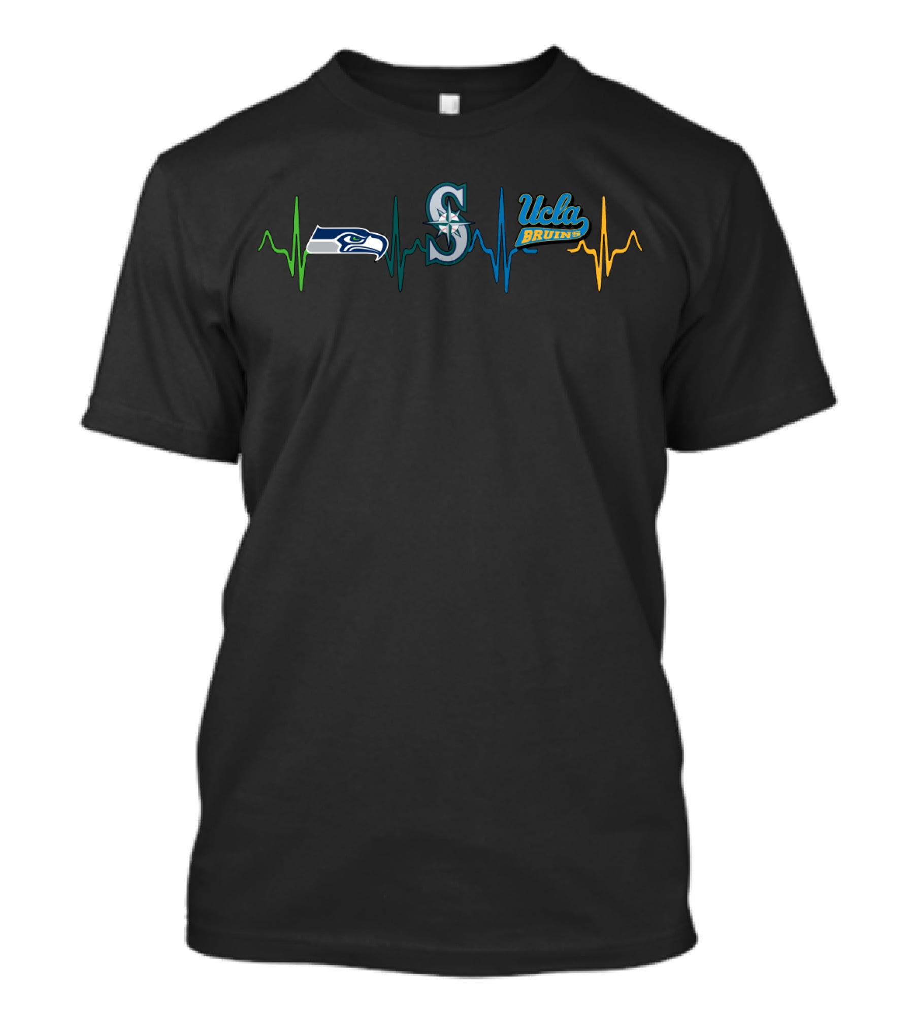 Love Seahawks Mariners Ucla Bruins Heartbeat T-Shirt