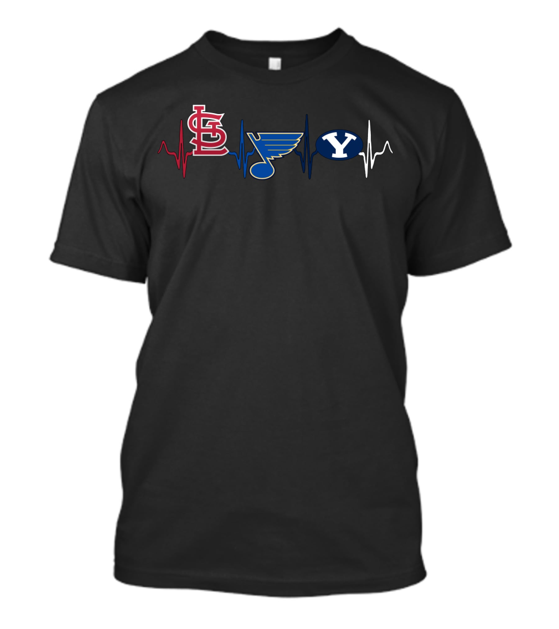 Love Stl Cardinals Blues Heartbeat Byu T-Shirt