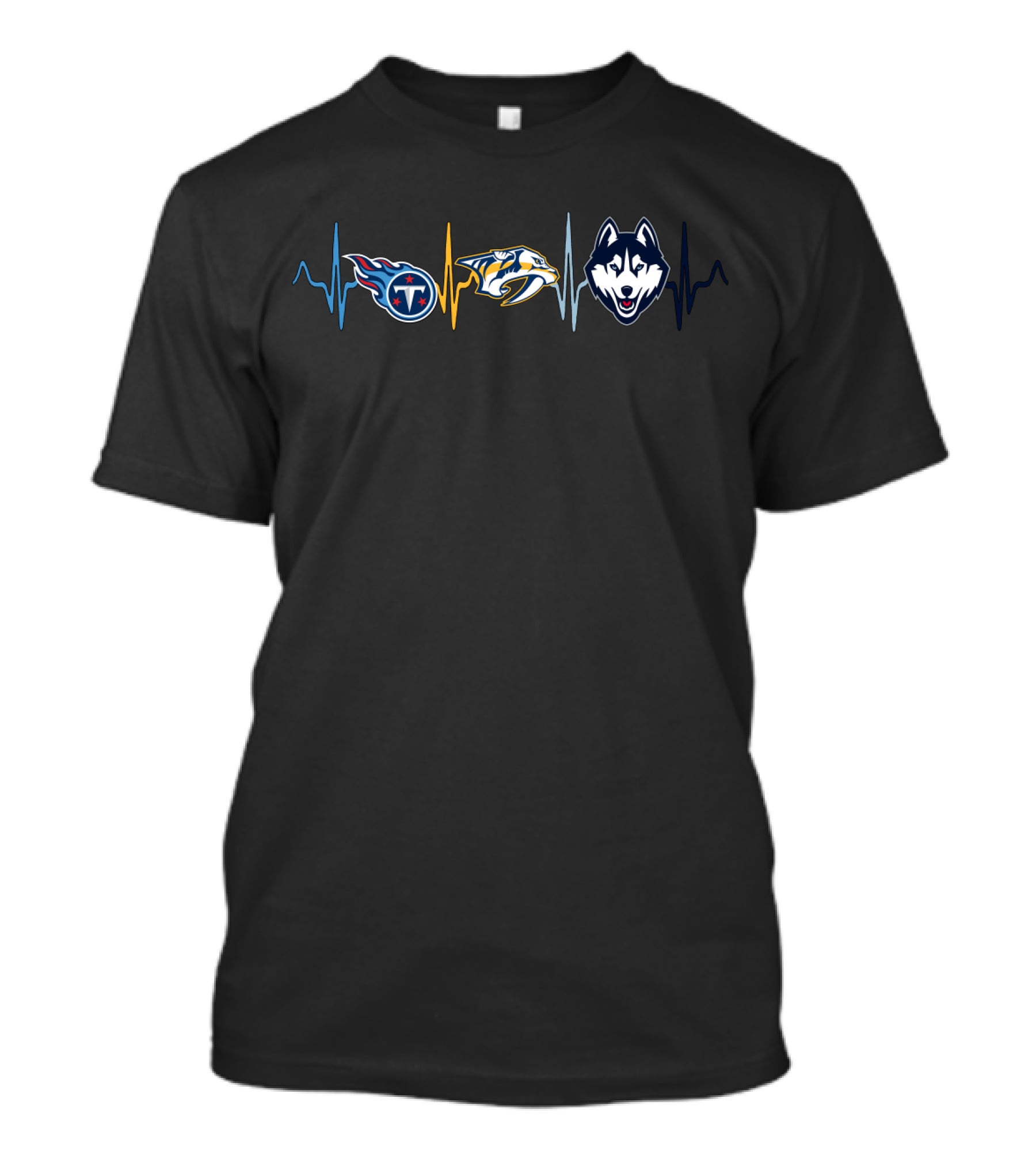 Titans Predators Huskies Heartbeat Love T-Shirt