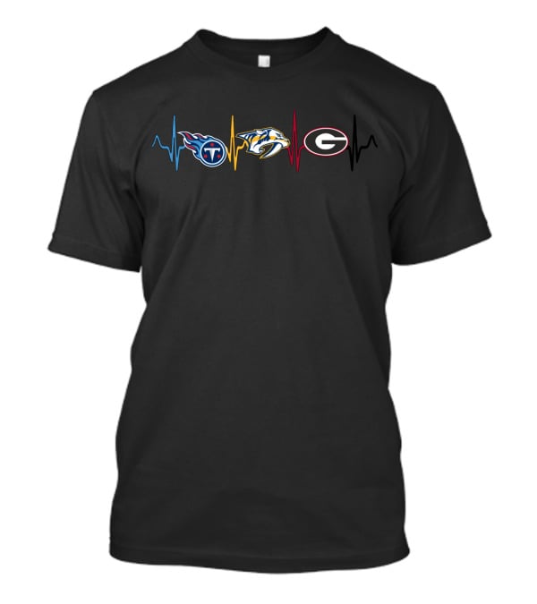 Tennessee Titans Nashville Predators Georgia Bulldogs Heartbeat T-Shirt
