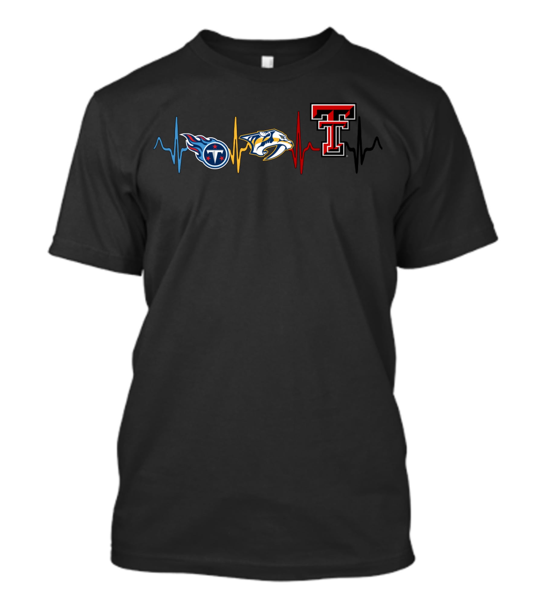 Tennessee Titans Nashville Predators Texas Tech Red Raiders Heartbeat T-Shirt