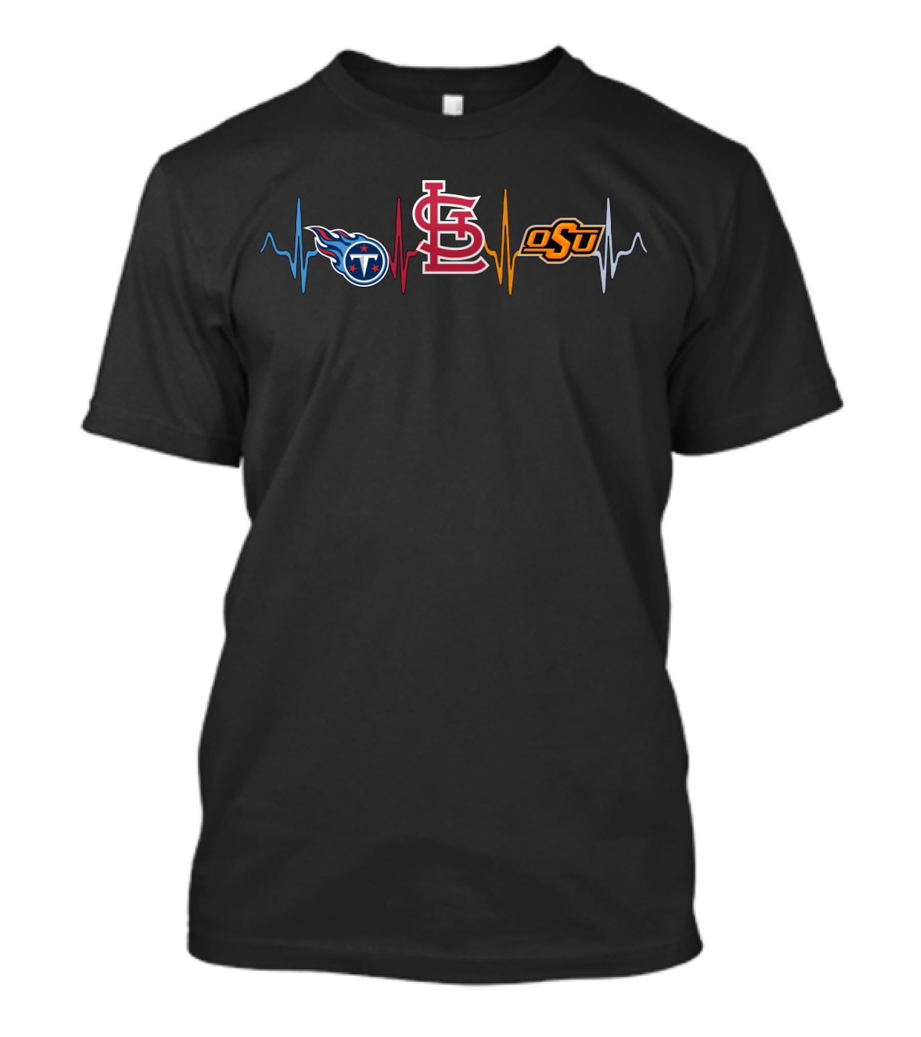 Tennessee Titans St. Louis Cardinals Oklahoma State University Heartbeat T-Shirt