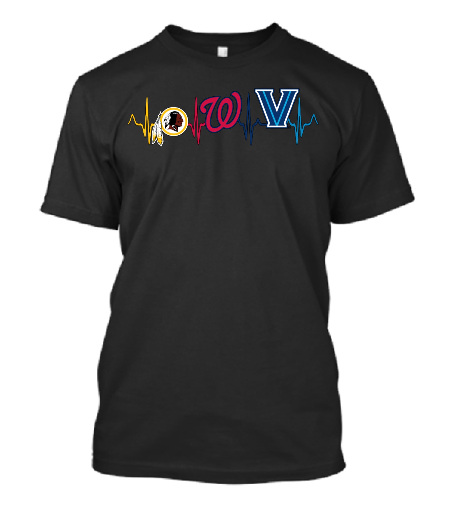 Love For Redskins Nationals Villanova Fan Heartbeat Style T-Shirt