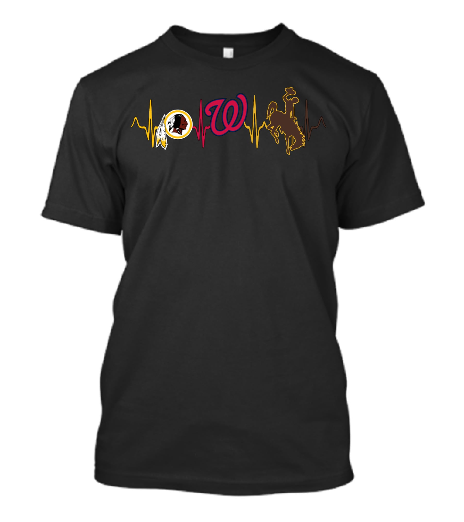 Redskins Nationals Wyoming Cowboys Heartbeat Logo Combo T-Shirt