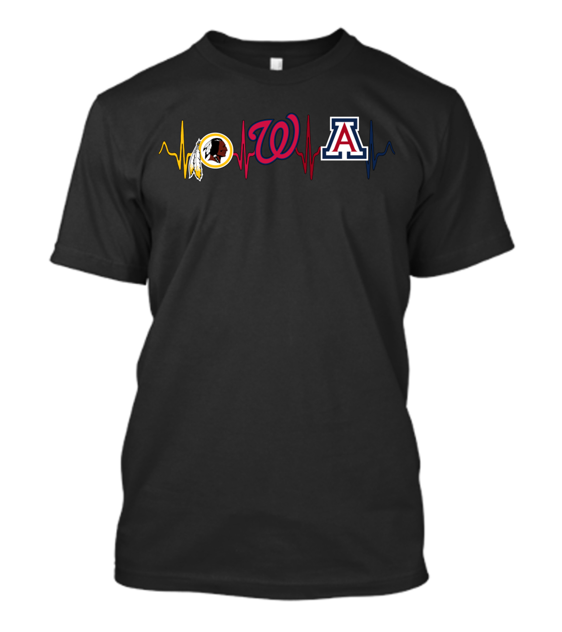 Redskins Nationals Wildcats Heartbeat Icons T-Shirt
