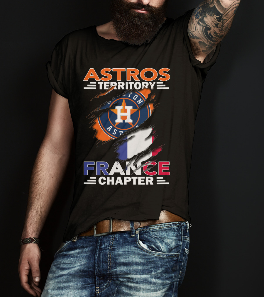 Astros Territory Houston France Chapter Flag Rip T-Shirt