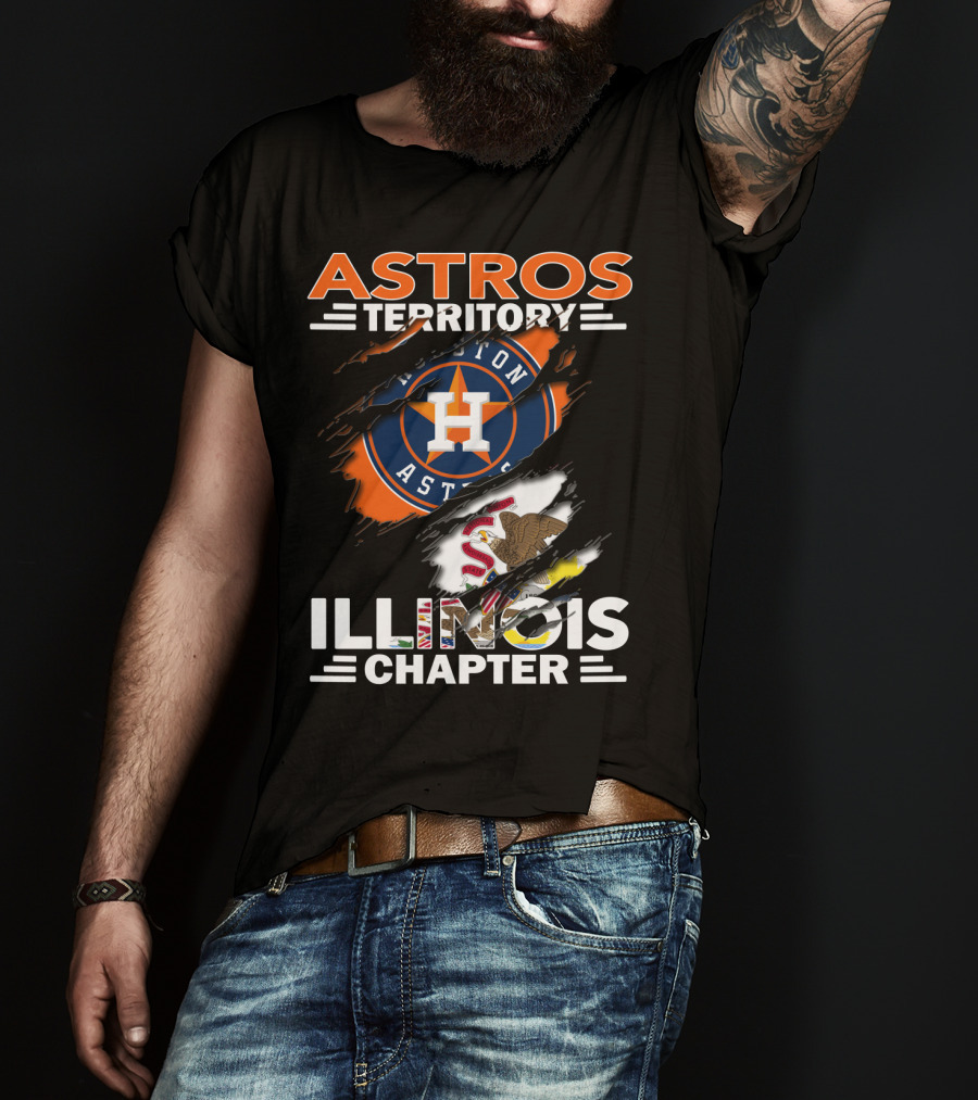 Astros Territory Houston Astros Illinois Chapter Flag Badge T-Shirt