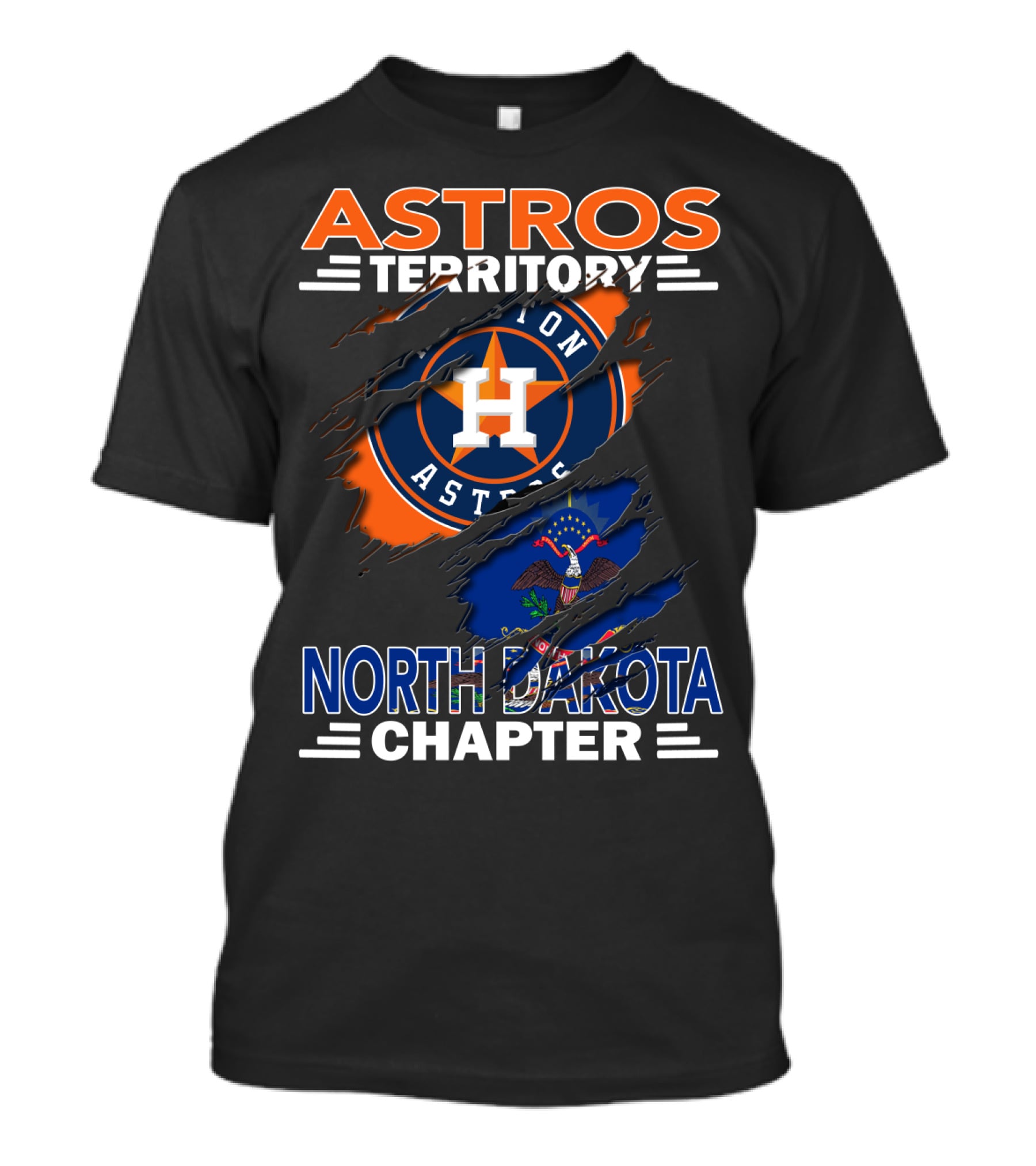 Astros Territory North Dakota Chapter With Houston Astros Emblem And State Flag T-Shirt