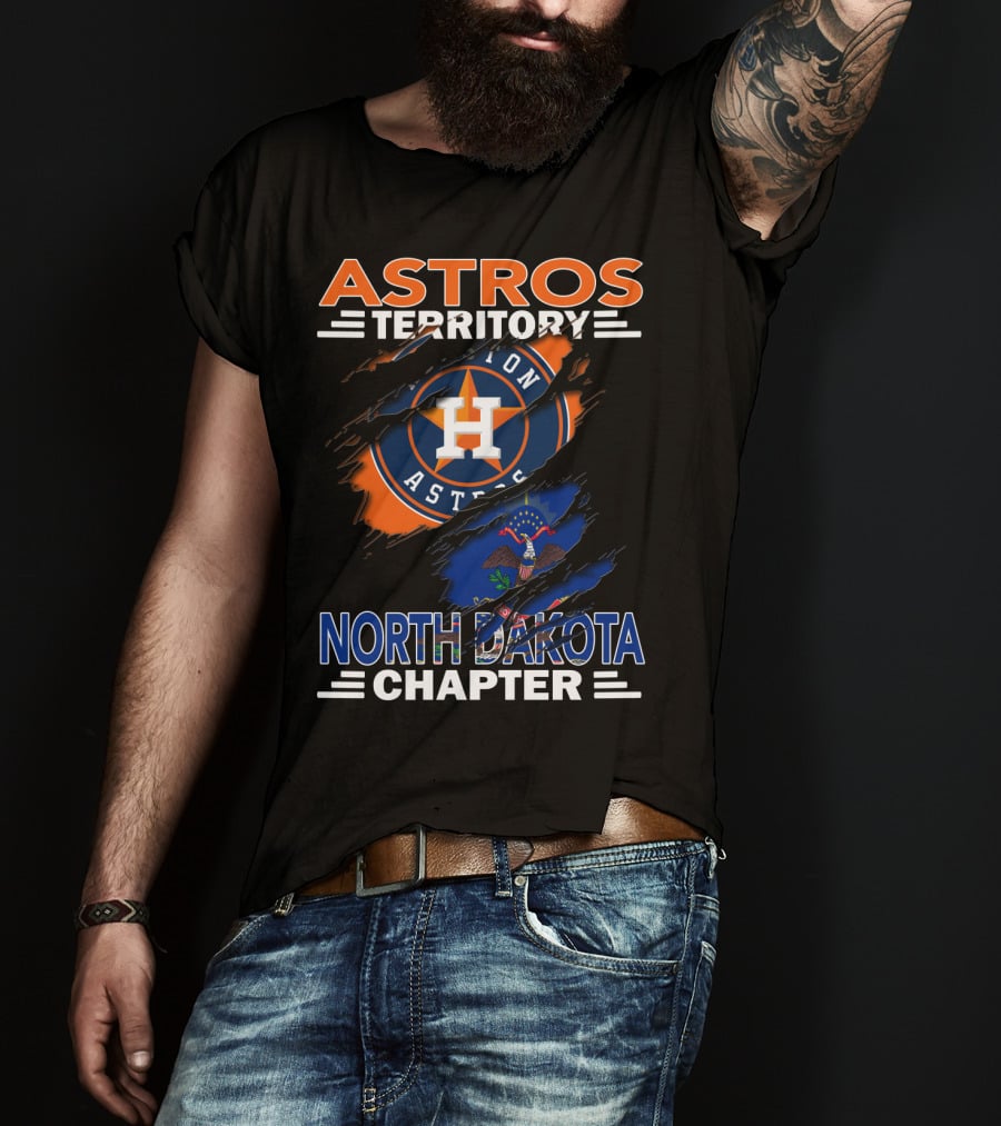 Astros Territory North Dakota Chapter With Houston Astros Emblem And State Flag T-Shirt