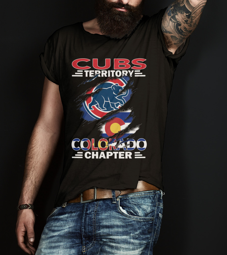 Cubs Territory Colorado Chapter Logo With Bear And Colorado Flag Elements T-Shirt