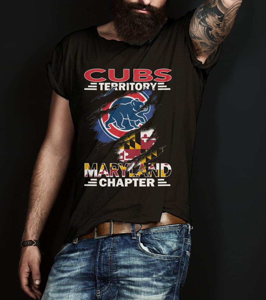 Cubs Territory Maryland Chapter Blue Bear Red Circle Maryland Flag T-Shirt