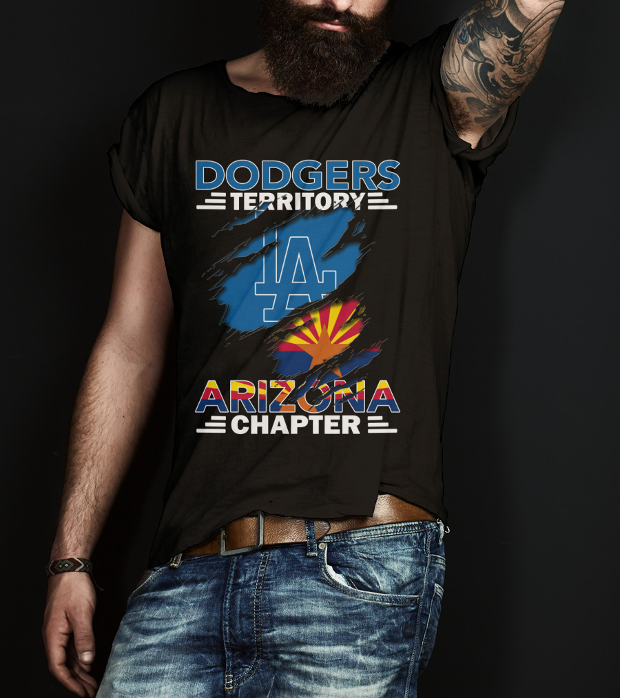 Dodgers Territory Arizona Chapter LA Logo And Arizona Flag T-Shirt
