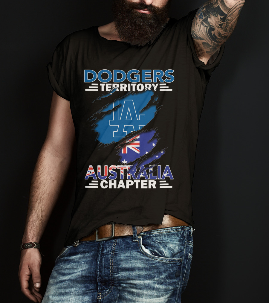 Dodgers Territory Australia Chapter LA Logo And Australian Flag Elements T-Shirt