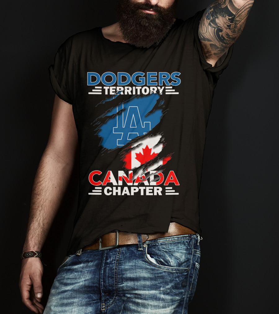 Dodgers Territory LA Logo Canada Chapter With Canadian Flag T-Shirt