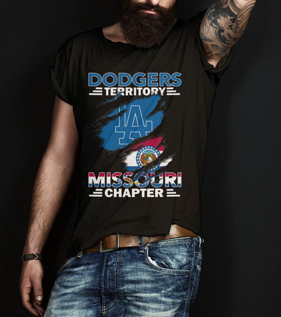 Dodgers Territory Missouri Chapter LA Logo And Missouri Flag T-Shirt