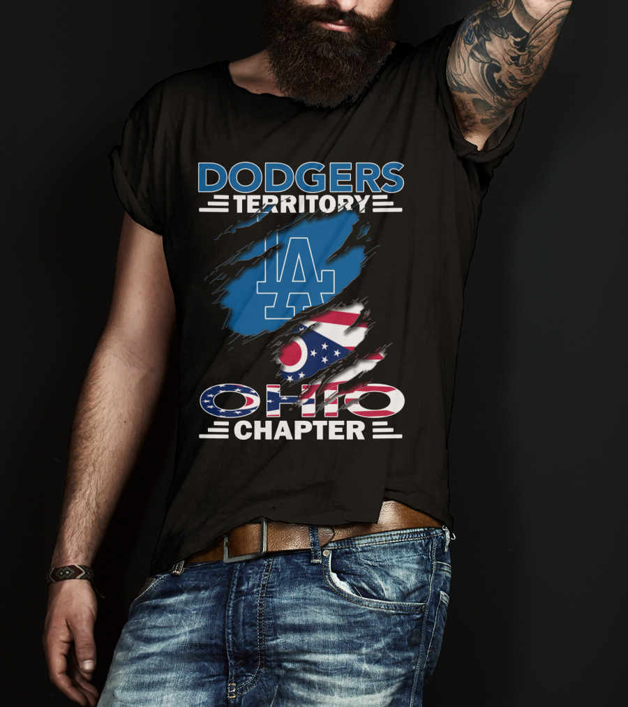 Dodgers Territory Ohio Chapter LA Ohio Flag T-Shirt