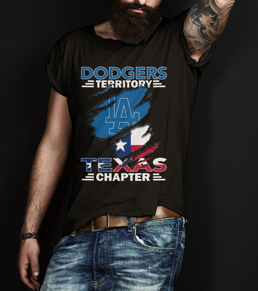 Dodgers Territory Texas Chapter LA Logo Texas Flag T-Shirt