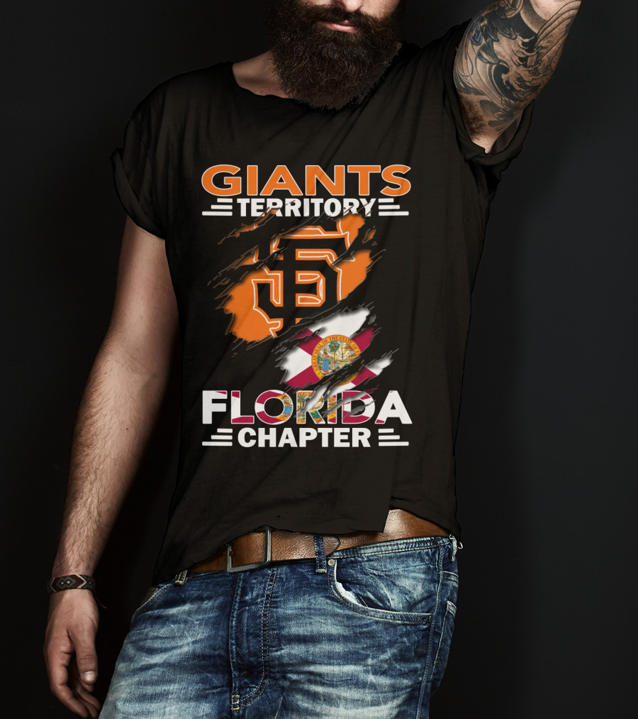 Giants Territory Florida Chapter Sf Logo And Florida Flag Fusion T-Shirt