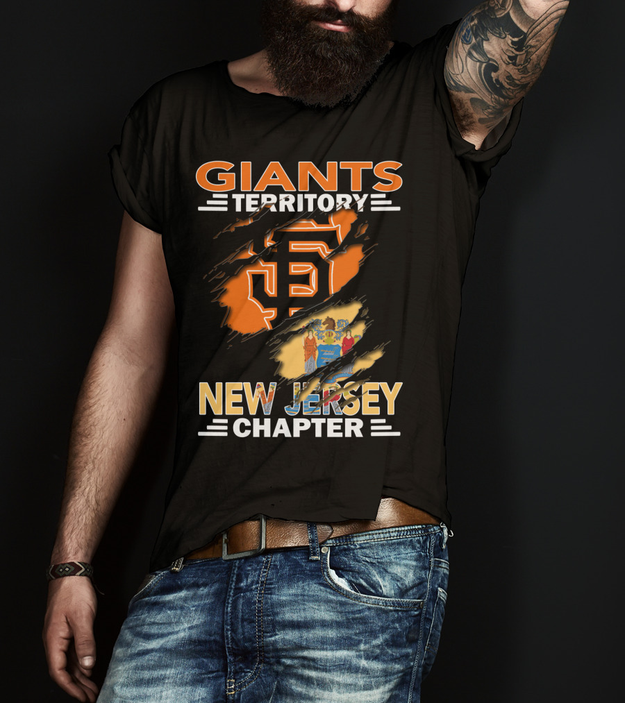 Giants Territory New Jersey Chapter San Francisco Logo And State Flag T-Shirt