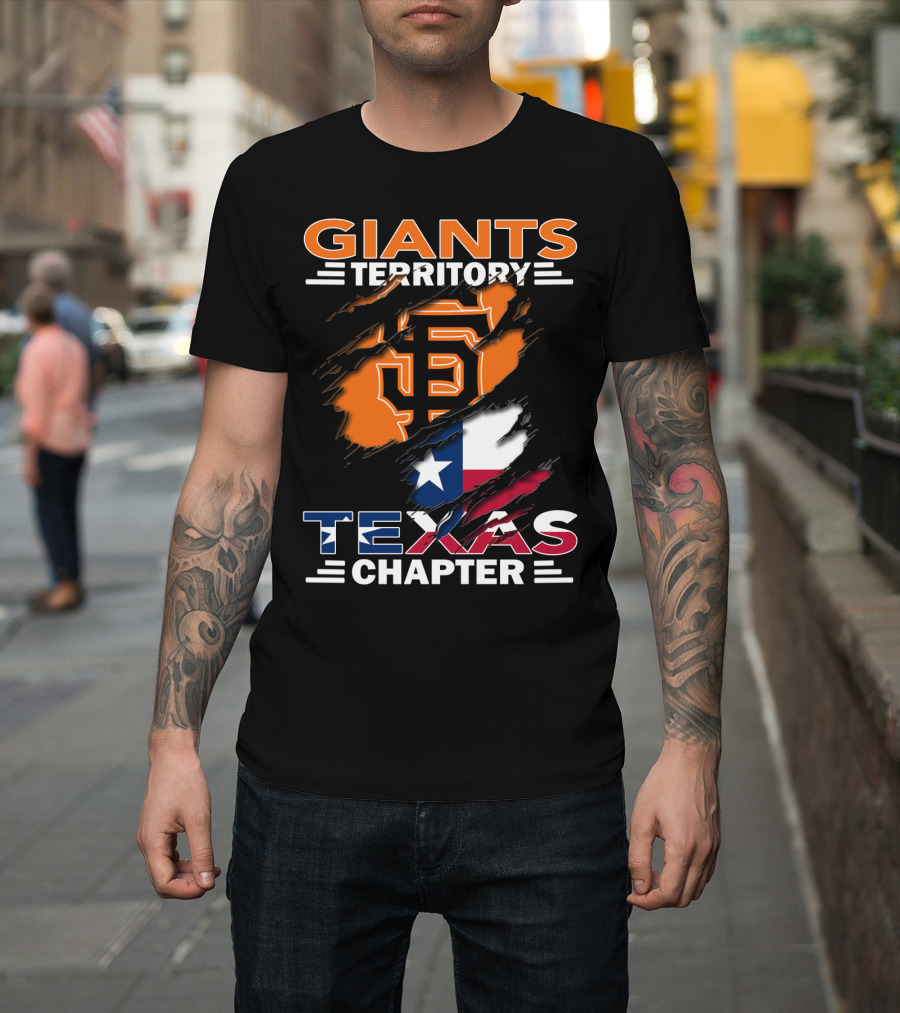 Giants Territory Sf Logo With Texas Flag Texas Chapter T-Shirt