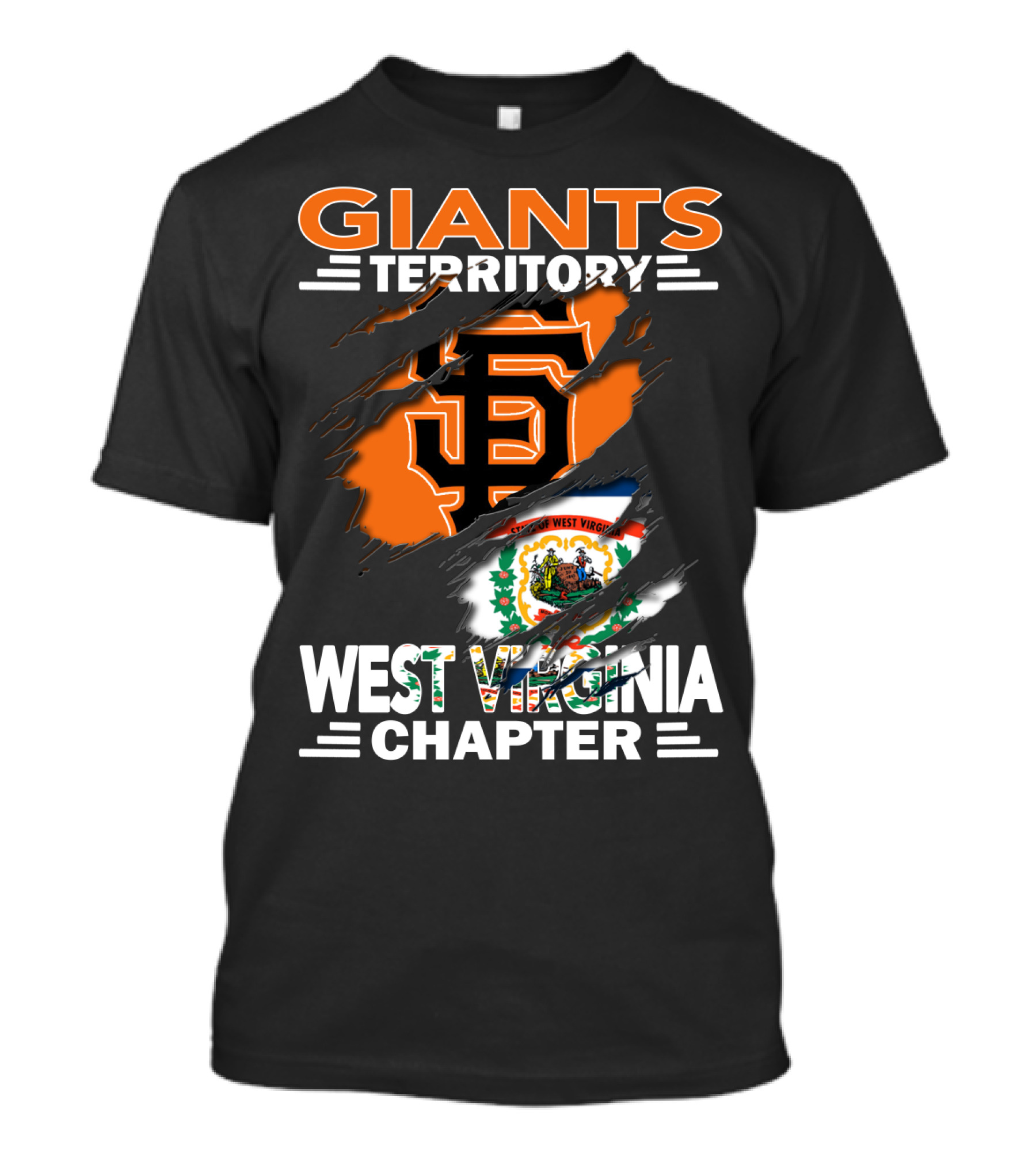 Giants Territory Sf Logo West Virginia State Flag Chapter T-Shirt