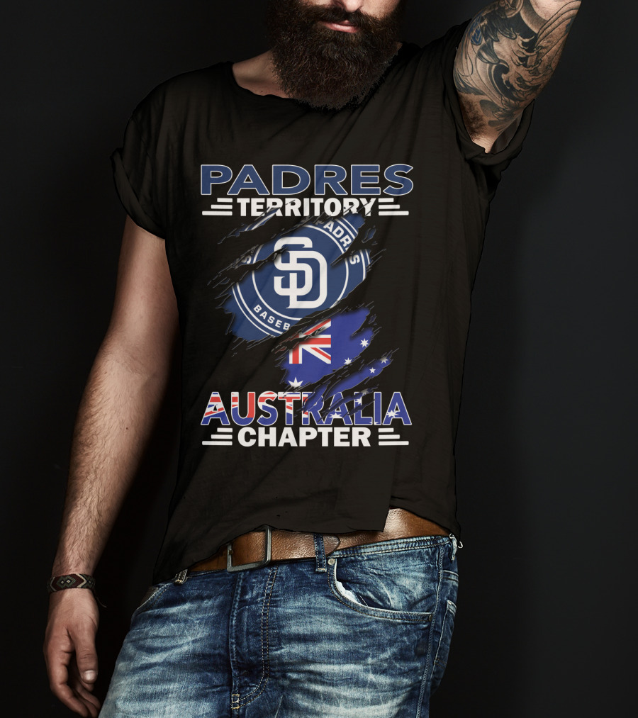 Padres Territory Australia Chapter San Diego Baseball Logo Australian Flag T-Shirt