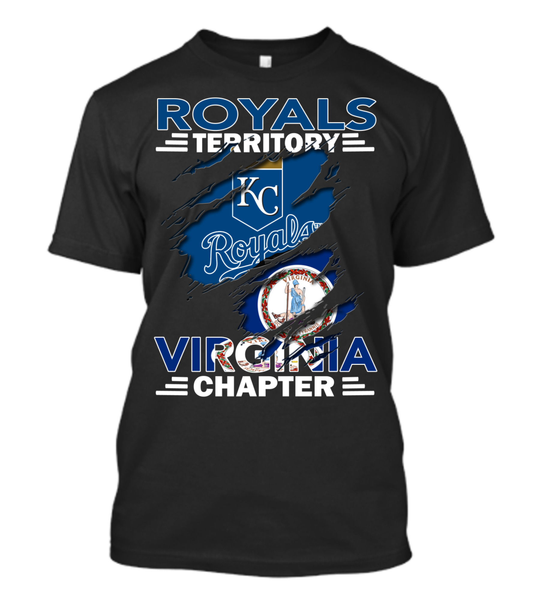 Royals Territory Virginia Chapter KC Royals Logo And Virginia State Seal T-Shirt