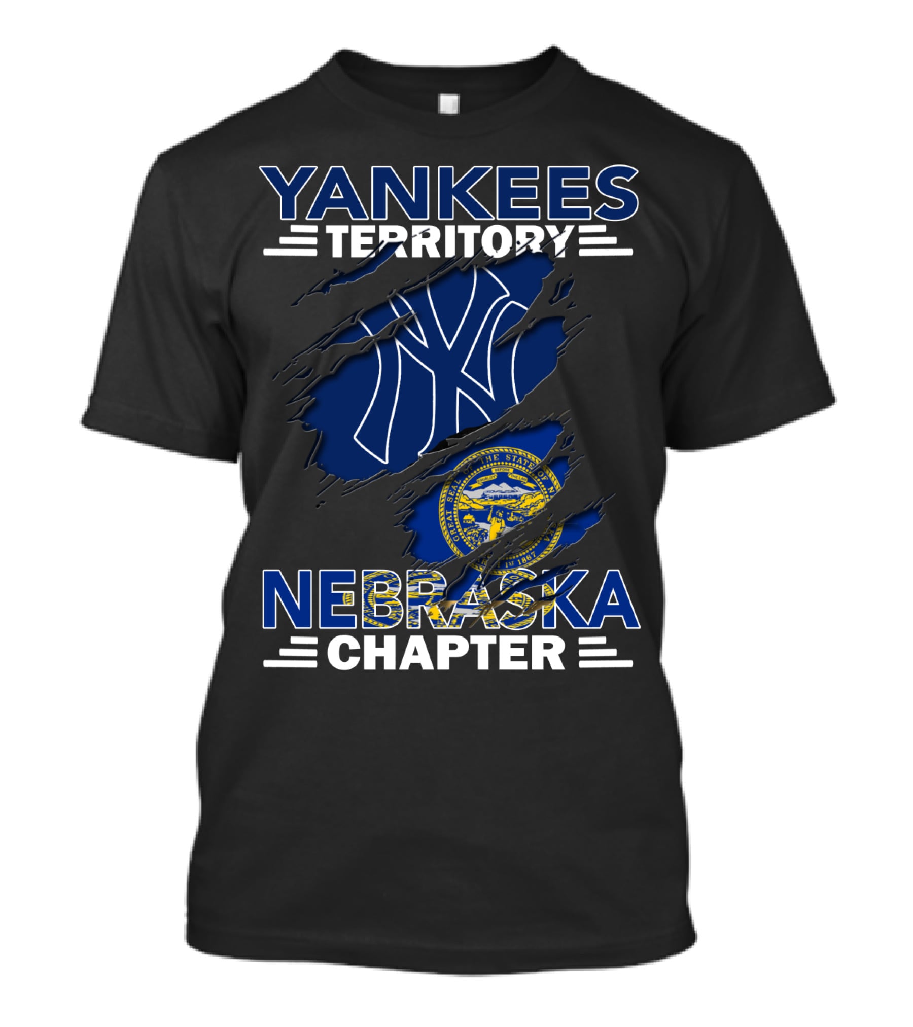 Yankees Territory Nebraska Chapter Yankees Logo Nebraska Seal T-Shirt
