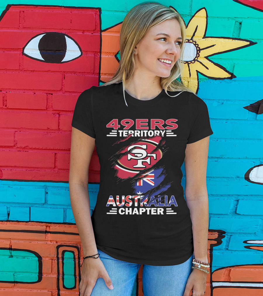 49ers Territory Australia Chapter SF Logo With Australian Flag Background T-Shirt