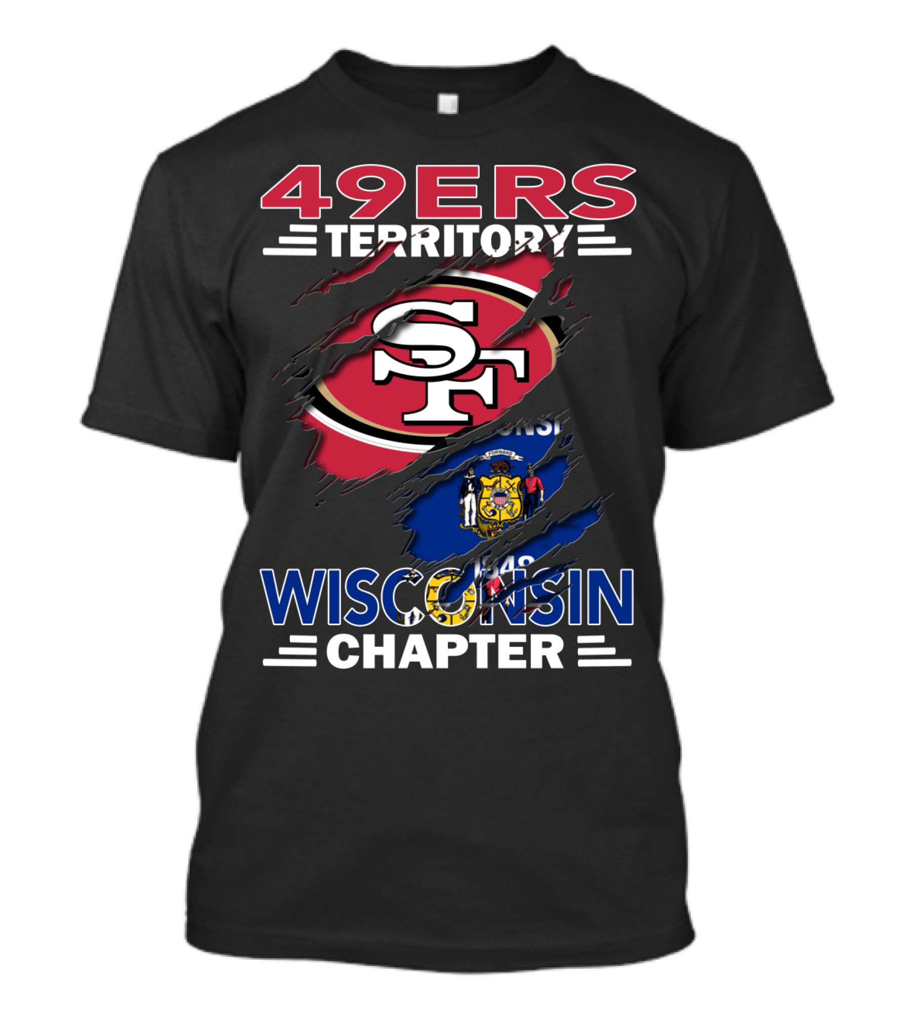 49ers Territory San Francisco Logo Wisconsin Chapter Flag T-Shirt
