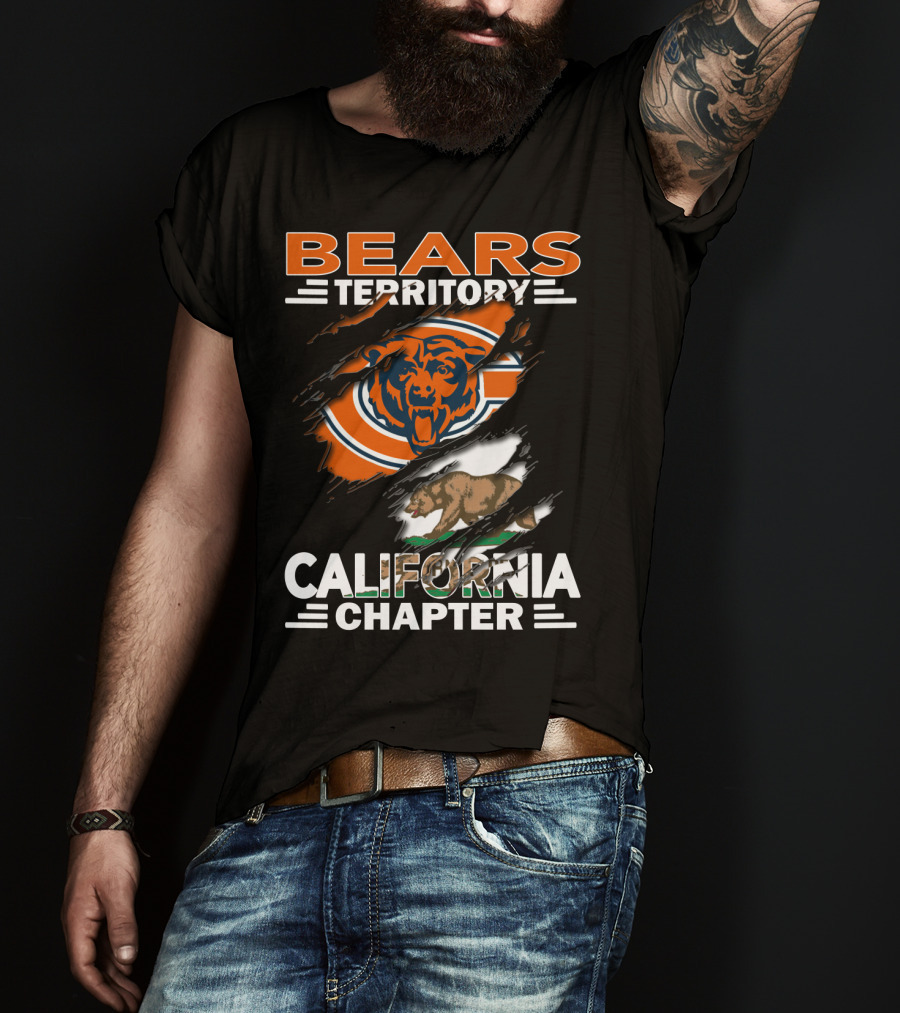 Bears Territory California Chapter Chicago Bears Logo And California State Bear T-Shirt