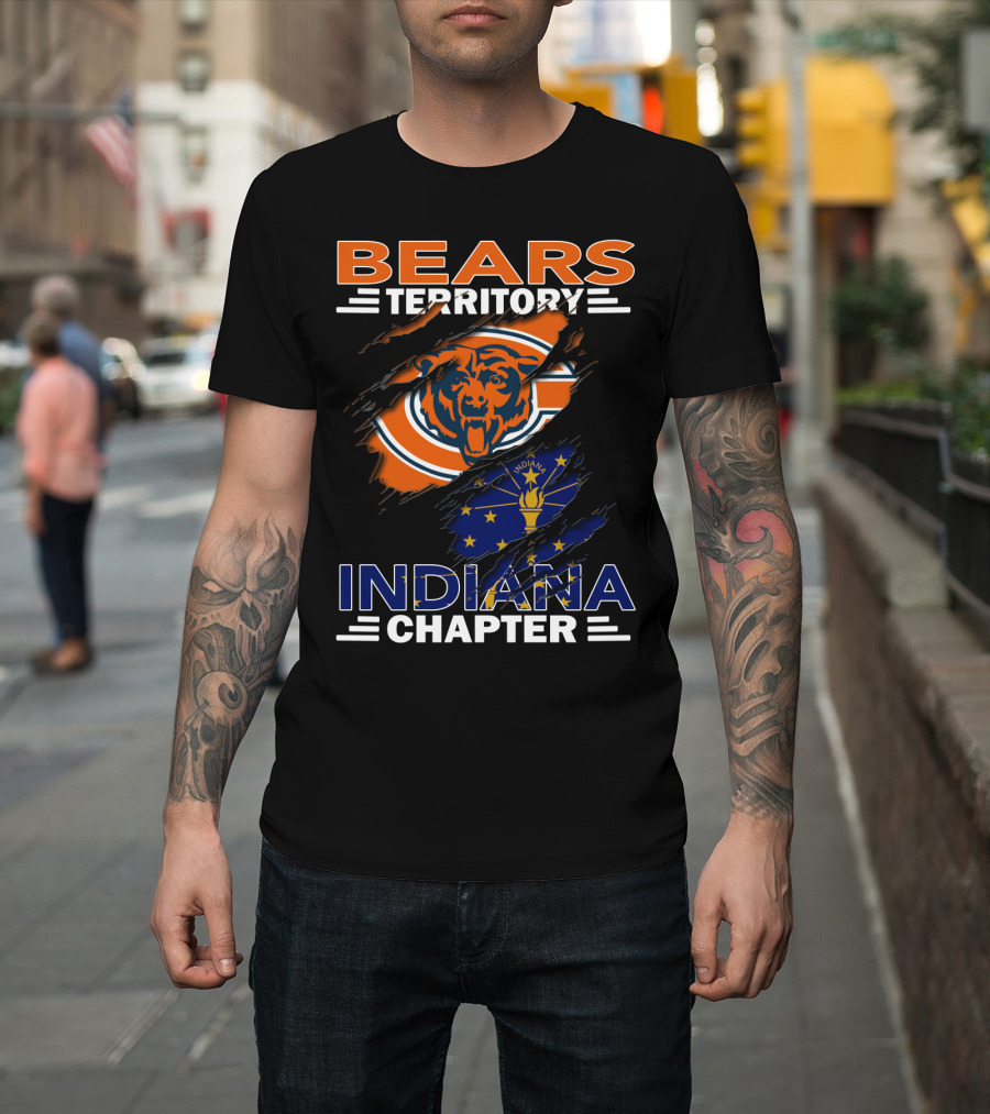 Bears Territory Indiana Chapter Chicago Bears Logo Indiana Flag T-Shirt