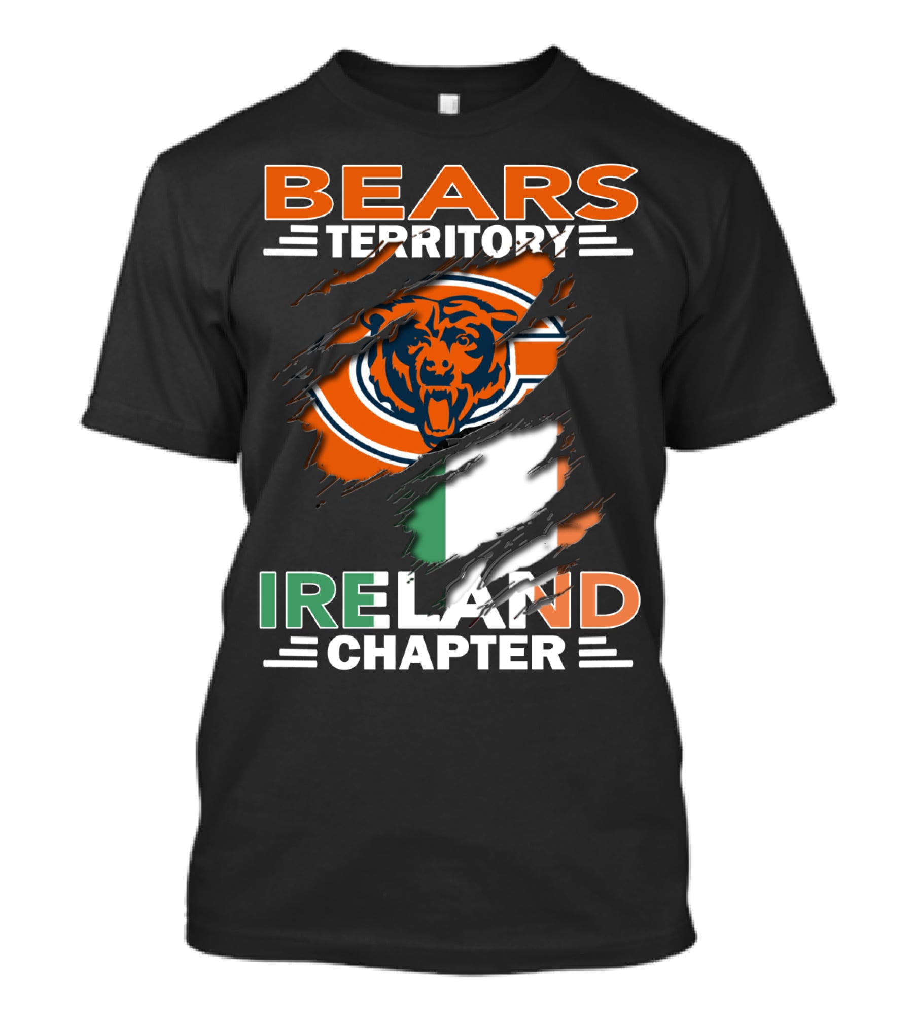 Bears Territory Ireland Chapter Chicago Bears Irish Flag Fan Club T-Shirt