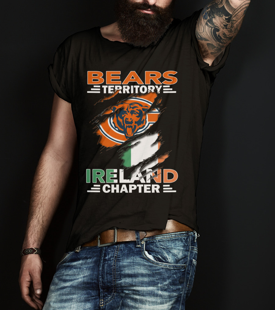 Bears Territory Ireland Chapter Chicago Bears Irish Flag Fan Club T-Shirt