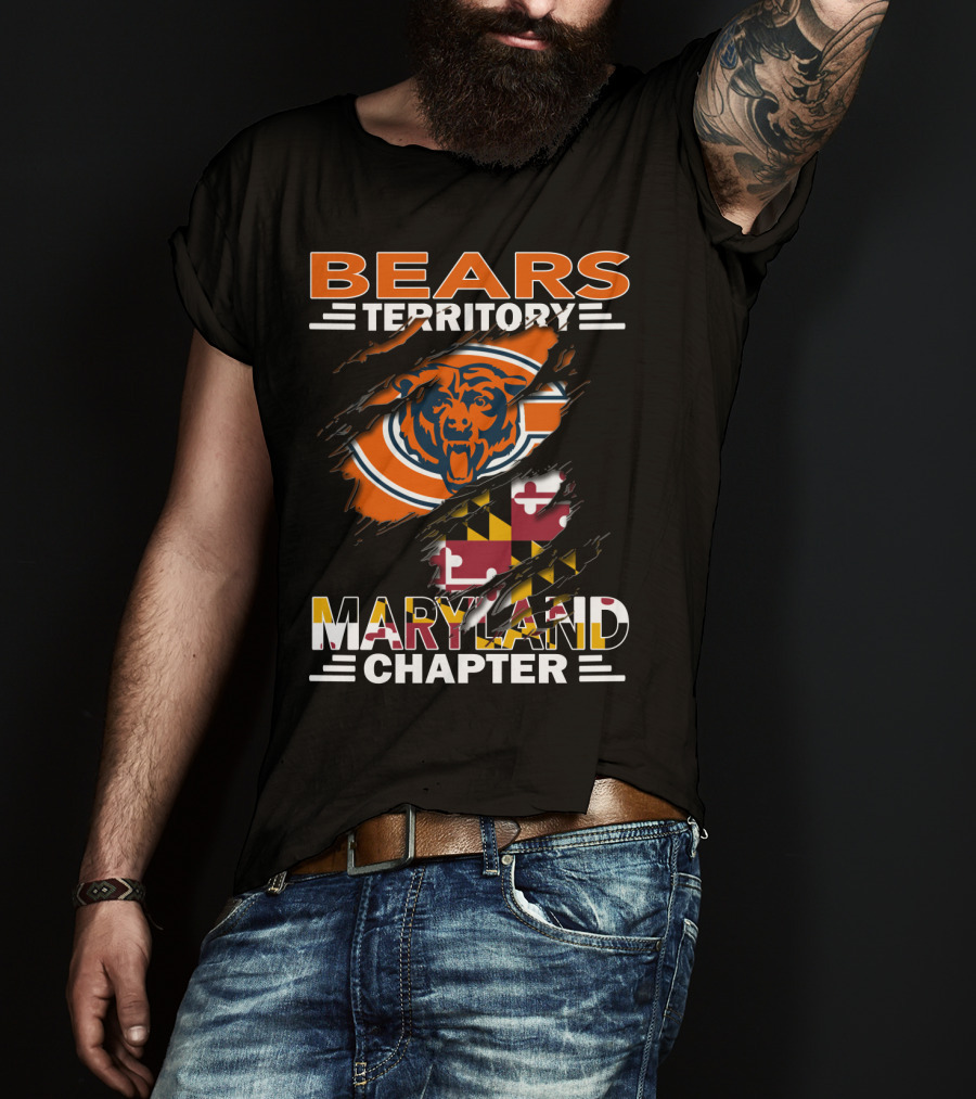 Bears Territory Maryland Chapter Chicago Bears Maryland Flag Fan Club T-Shirt