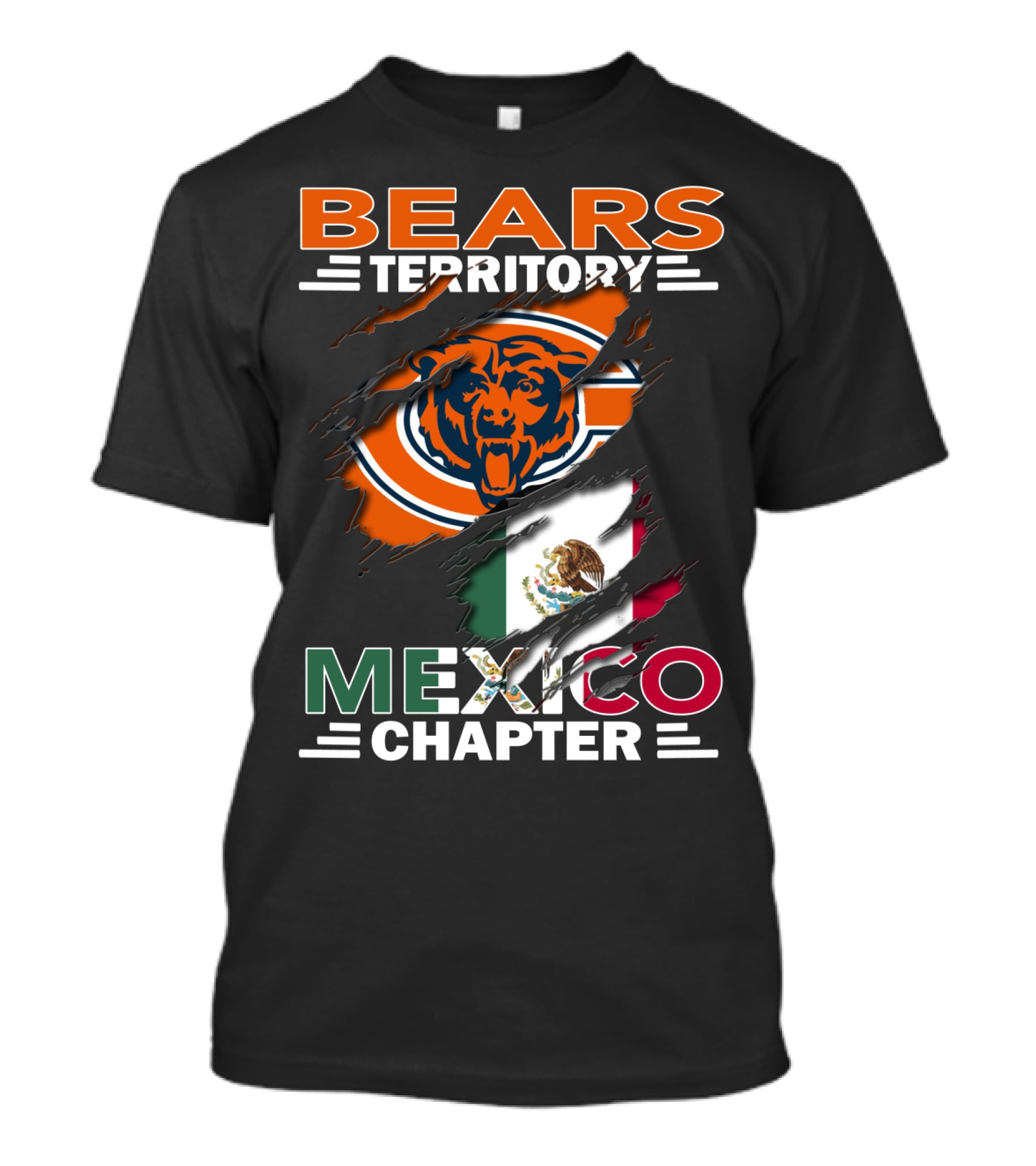 Bears Territory Mexico Chapter Chicago Bears Logo Mexican Flag T-Shirt