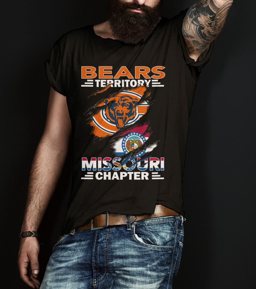 Bears Territory Missouri Chapter Chicago Bears And Missouri State Flag T-Shirt