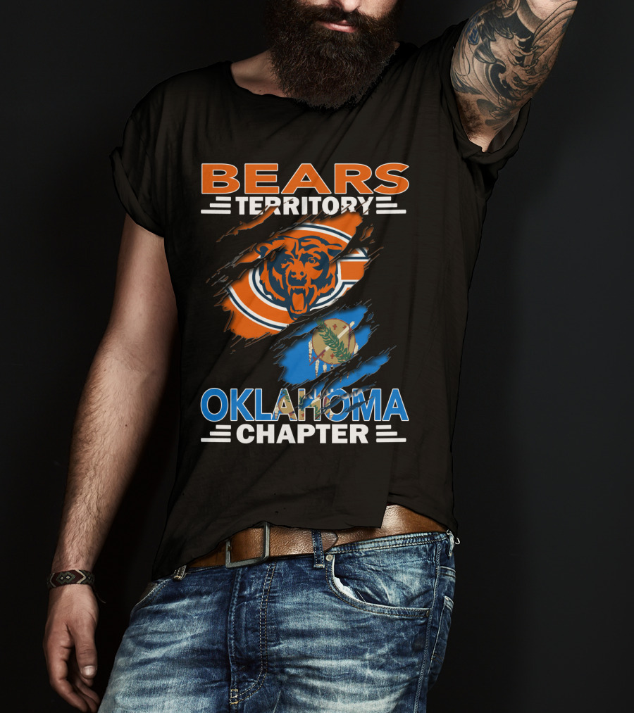 Bears Territory Oklahoma Chapter Chicago Bears Logo With State Flag Background T-Shirt