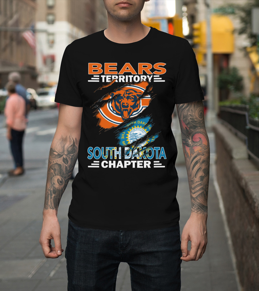 Bears Territory South Dakota Chapter Logo with Chicago Bears and State Emblem T-Shirt
