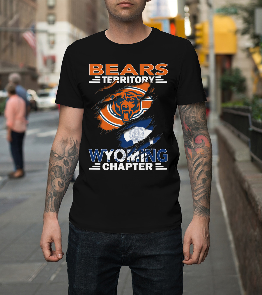 Bears Territory Wyoming Chapter Chicago Bears Logo Wyoming Flag T-Shirt