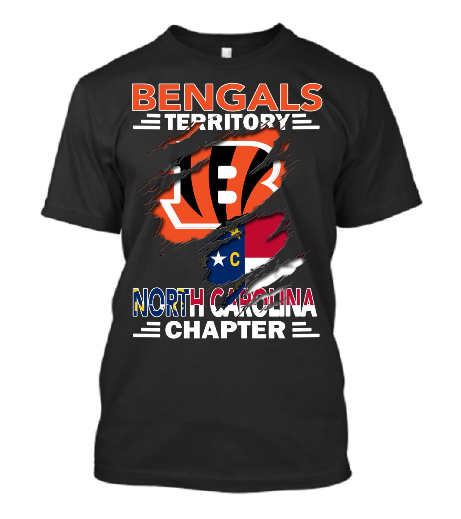Bengals Territory North Carolina Chapter Flag And Logo Fusion T-Shirt