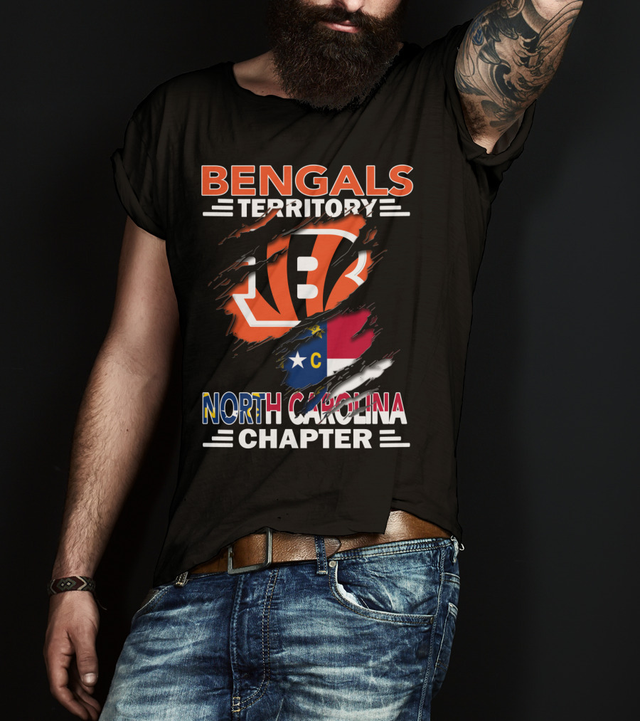 Bengals Territory North Carolina Chapter Flag And Logo Fusion T-Shirt