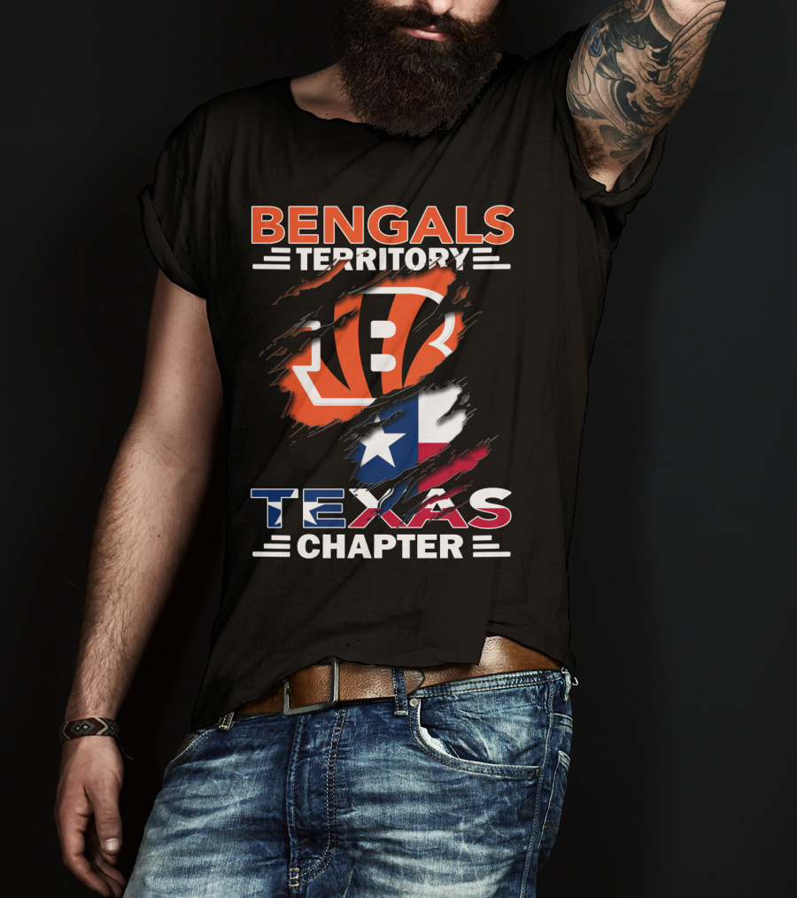 Bengals Territory Texas Chapter Cincinnati Bengals Logo With Texas Flag T-Shirt