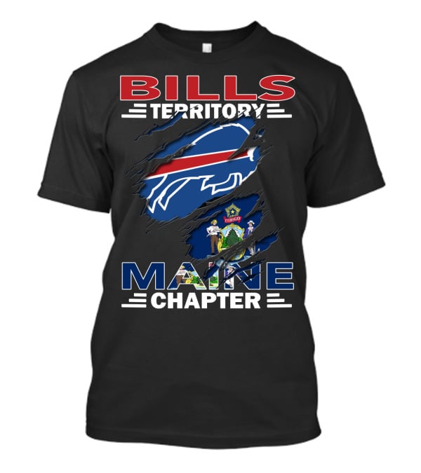 Bills Territory Maine Chapter Buffalo Logo Rip Maine Flag T-Shirt